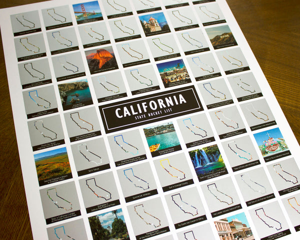 California State Bucket List Scratch Off Poster
