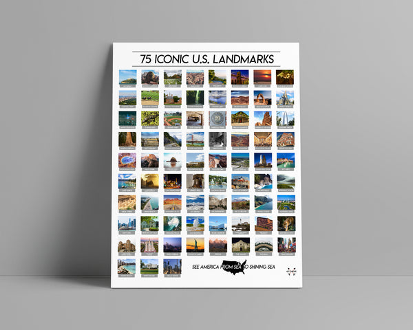 75 Iconic US Landmarks Scratch-Off Poster by Cascadia Modern